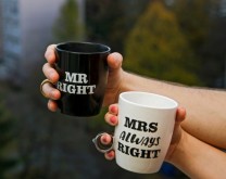 Mr. Right & Mrs. (always) Right - šalice za par s prstenom